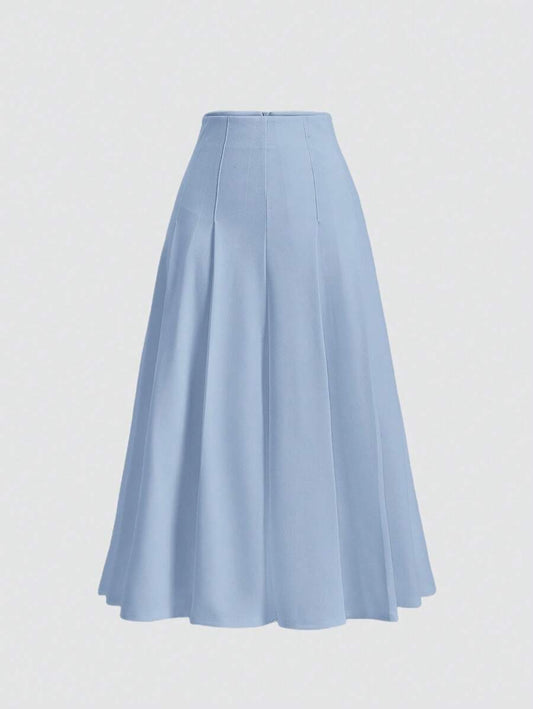 SHEIN MOD تنورة زرقاء أنيقة بسحاب خلفي