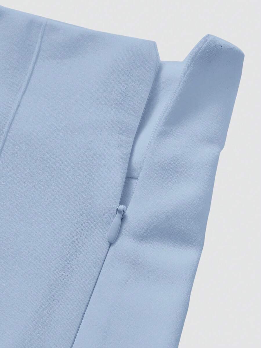 SHEIN MOD تنورة زرقاء أنيقة بسحاب خلفي