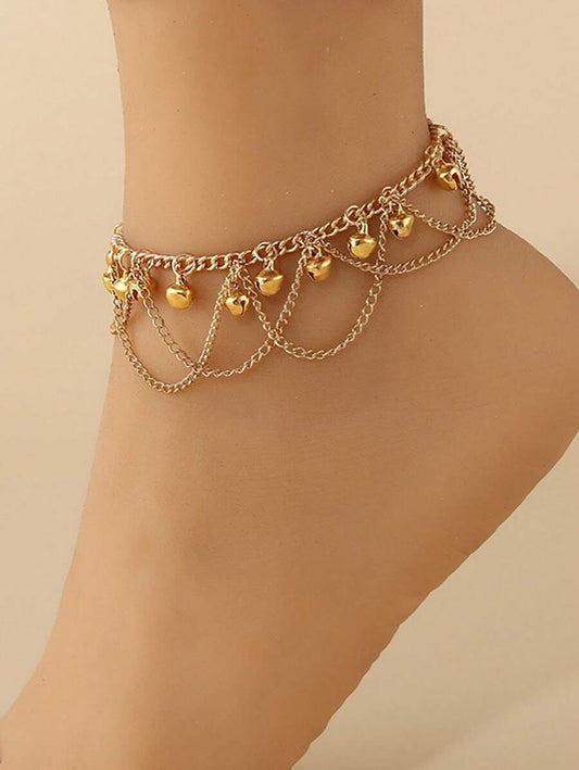 SHEIN سوار كاحل متعدد الطبقات مع شرايط وجرس