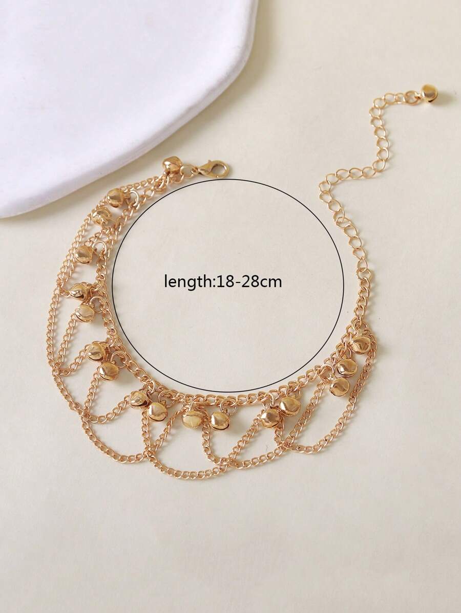 SHEIN سوار كاحل متعدد الطبقات مع شرايط وجرس