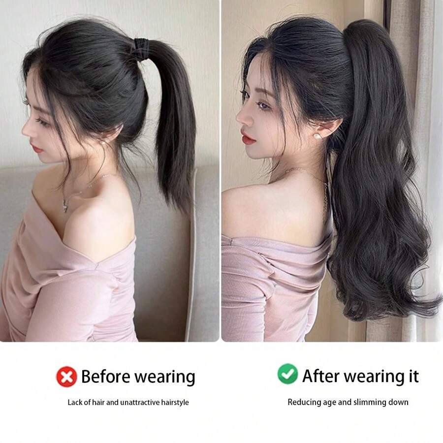 SHEIN وصلة شعر ذيل حصان طويل مموج لإطلالة أنيقة