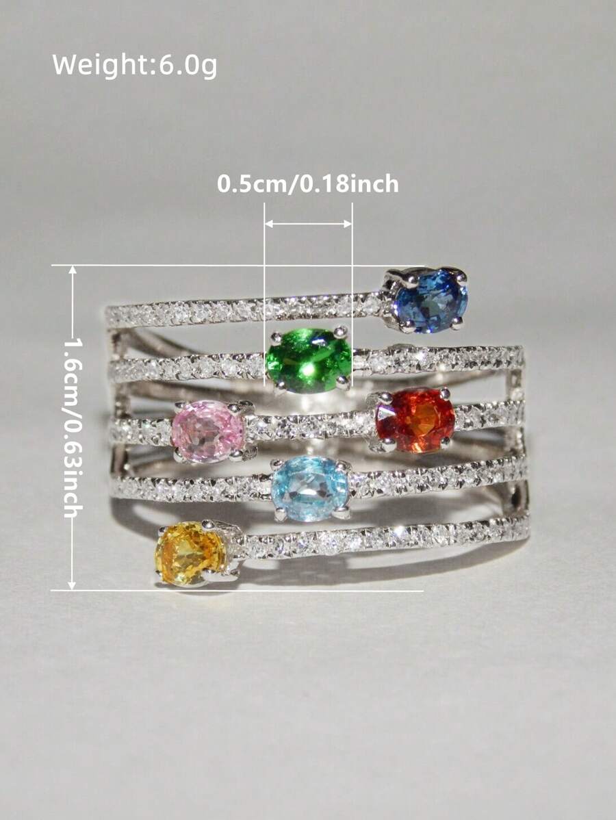 SHEIN خاتم فضي من الزركونيا المكعبة