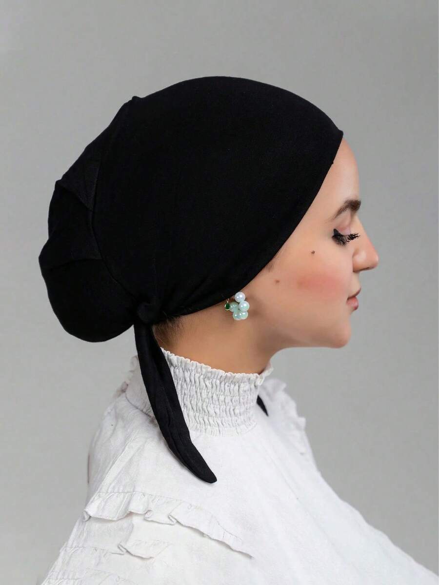 SHEIN قبعة عمامة سوداء عصرية وبسيطة ومريحة