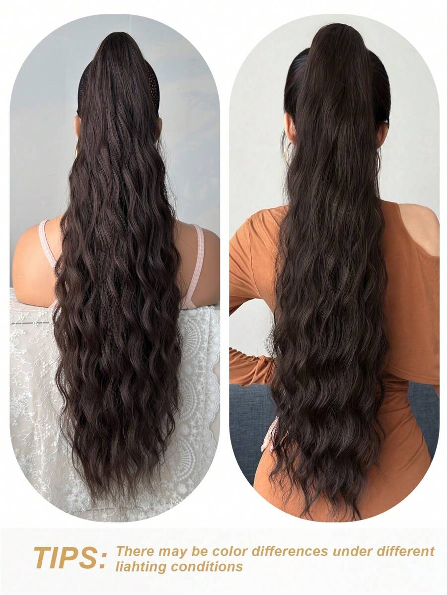 SHEIN امتداد ذيل حصان بني اصطناعي 32 بوصة
