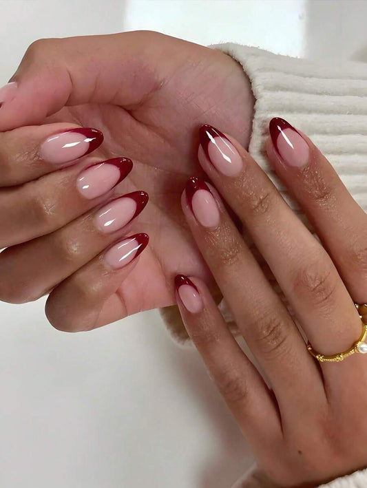 SHEIN أظافر 24 قطعة بشكل لوز قصير مدبب