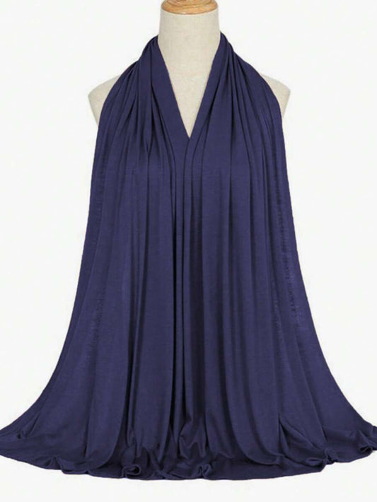 SHEIN حجاب نسائي ناعم بلون أزرق غامق