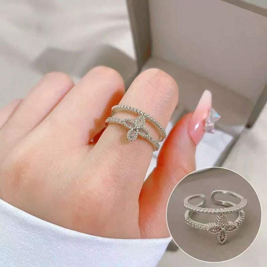 SHEIN خاتم قابل للتعديل بتصميم زهري أنيق