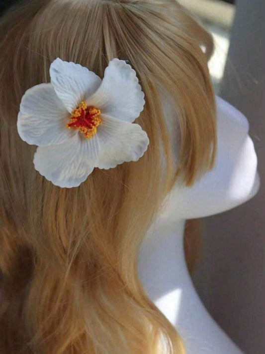 SHEIN مشبك شعر بشكل زهرة كركديه هاواي صناعية 3 قطع