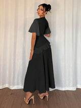 SHEIN Elenzga فستان أسود طويل أنيق من قماش شيفون