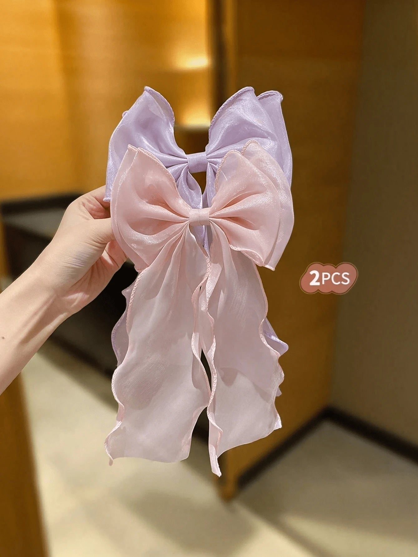 SHEIN فيونكات شعر شبكية ملونة بذيل مجعد