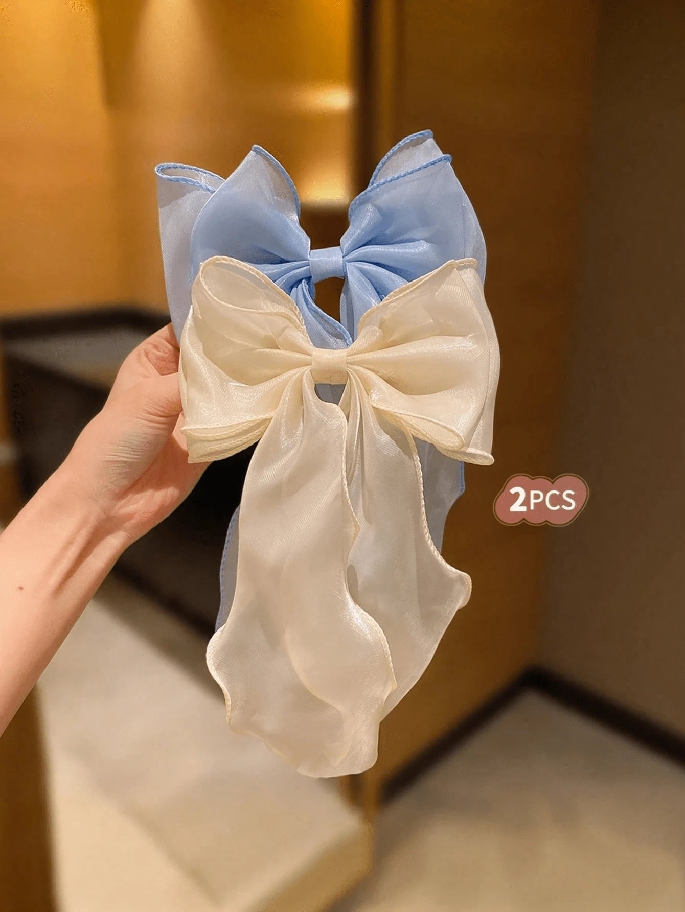 SHEIN فيونكات شعر شبكية ملونة بذيل مجعد