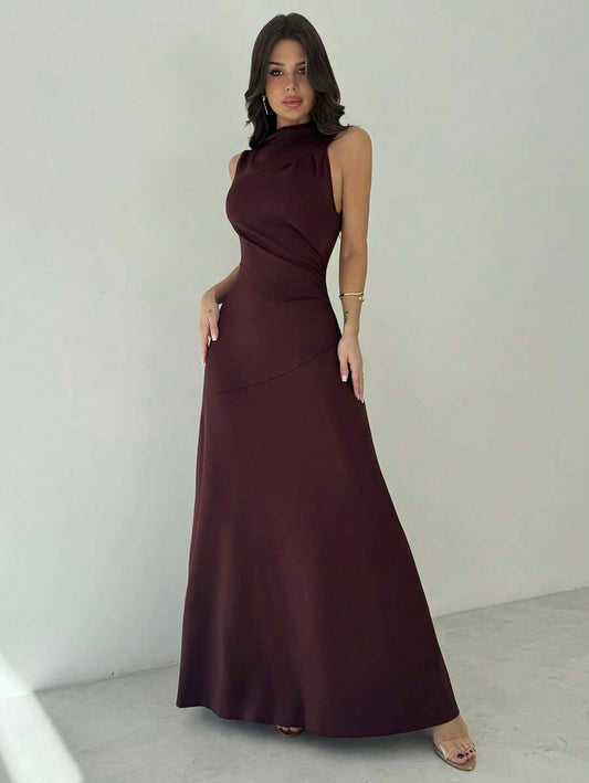 SHEIN Firerie فستان طويل بدون أكمام بخصر مربوط