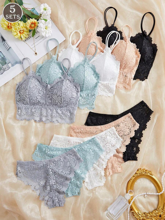 SHEIN ملابس داخلية 5 اطقم نسائية من البرسيم