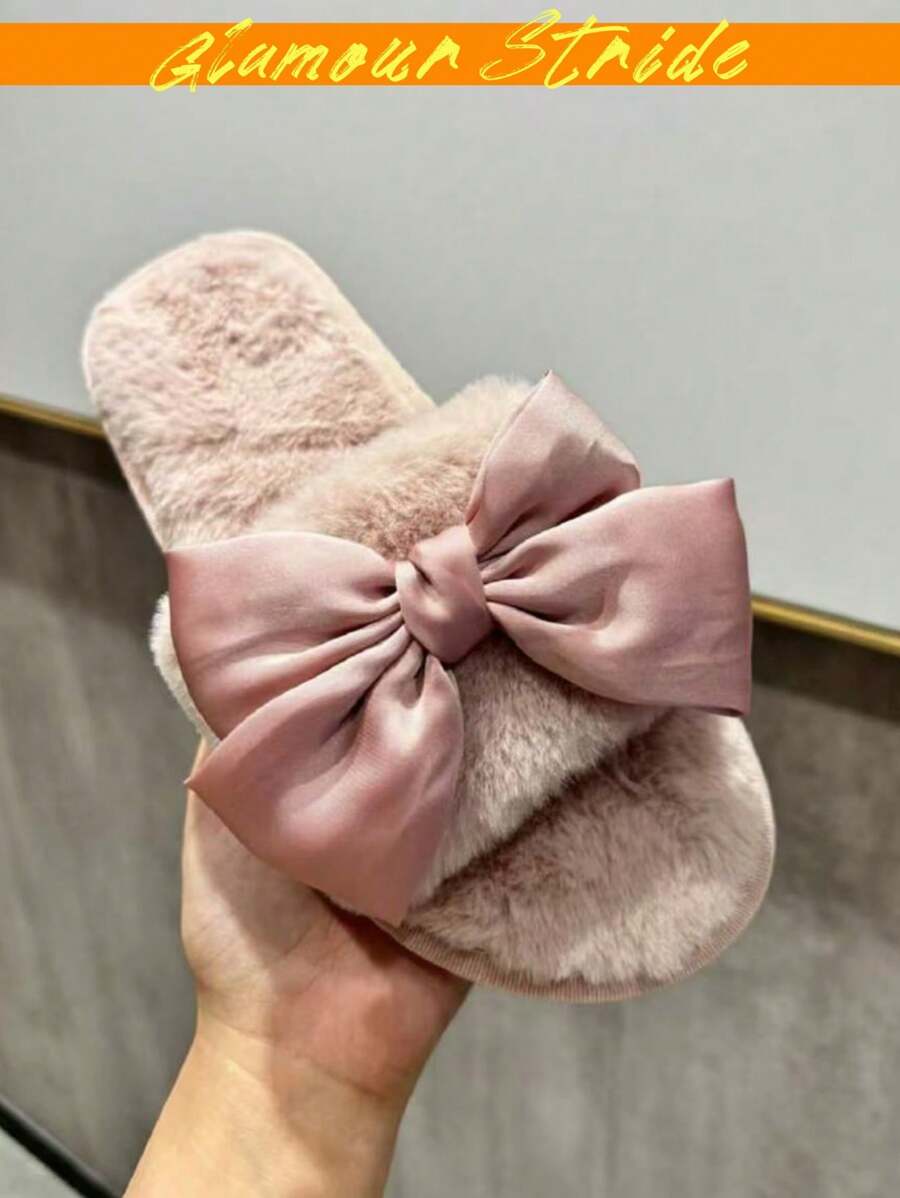 SHEIN شبشب منزلي نسائي فيلكرو وردي بفيونكة مفتوح الأصبع
