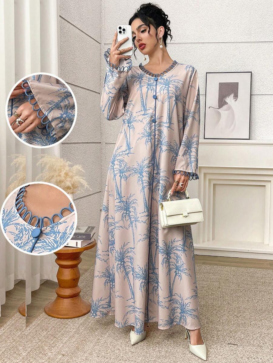 SHEIN Al Najma فستان تقليدي طويل مزخرف بالزهور