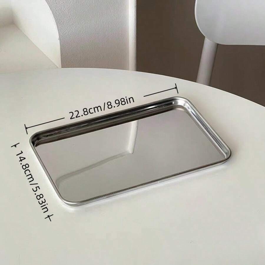 SHEIN صينية مستطيلة ستانلس ستيل للتقديم