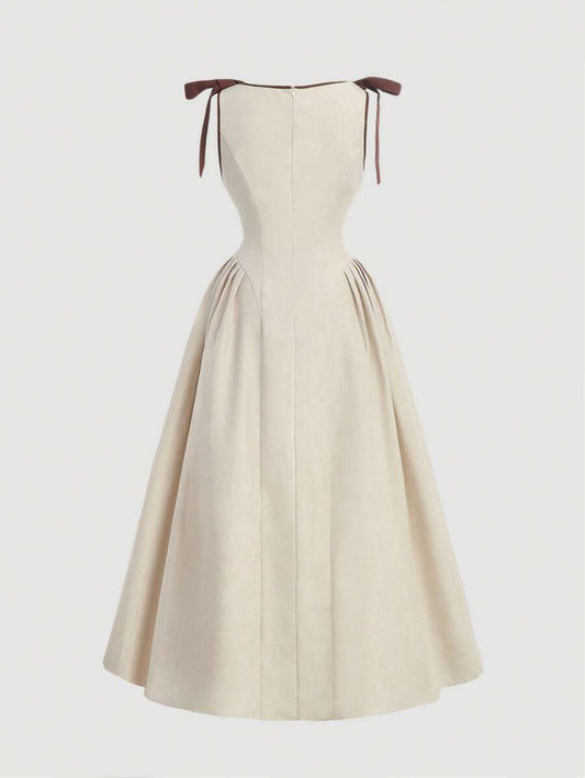 SHEIN MOD فستان كاجوال بدون أكمام مع فيونكة وخصر متسع