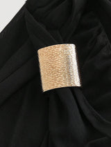 SHEIN MOD فستان أسود سادة بقصة ضيقة وياقة مجعدة