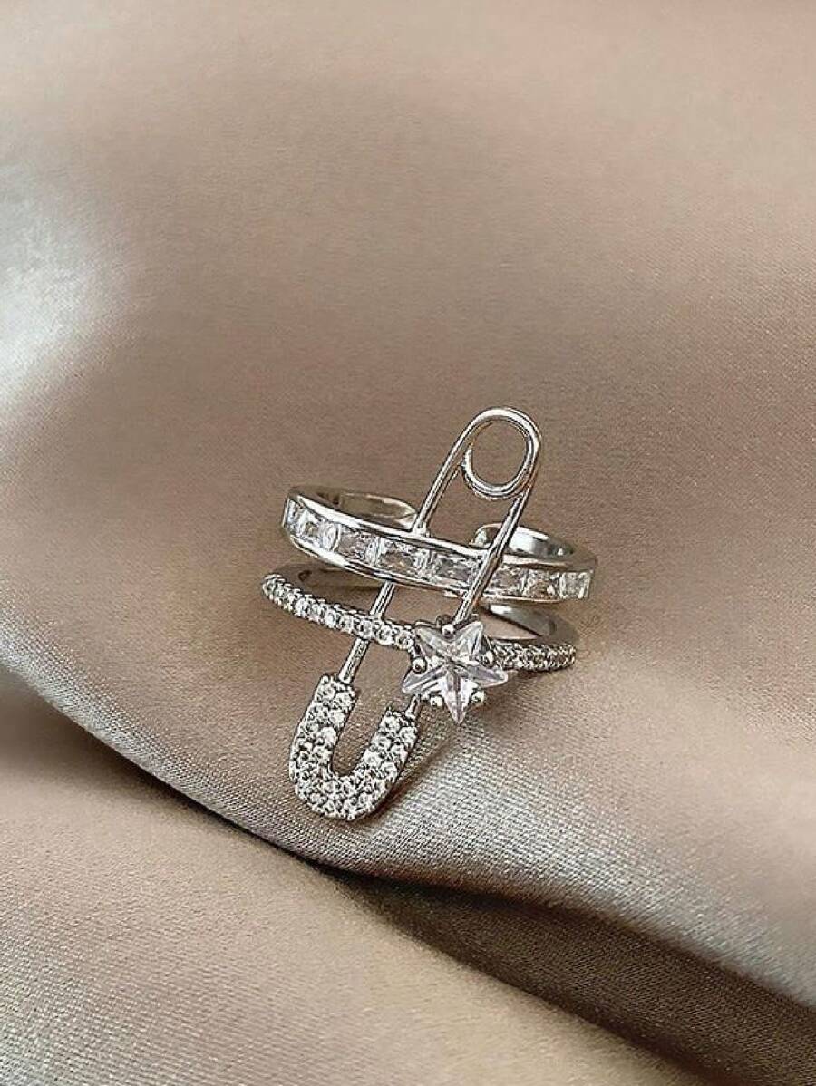 SHEIN خاتم بتصميم زهرة بحجر راين