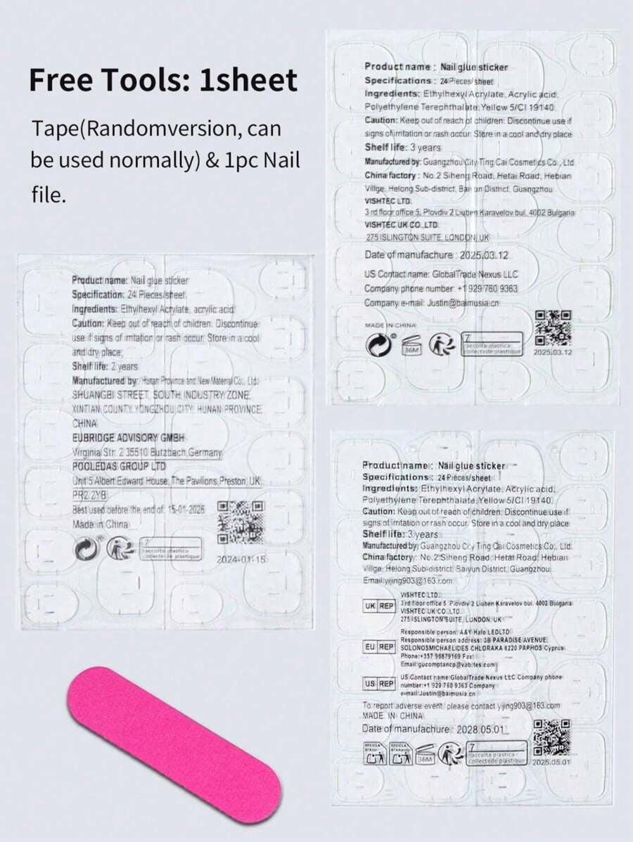 SHEIN مجموعة أظافر حمراء 24 قطعة متوسطة شكل لوز