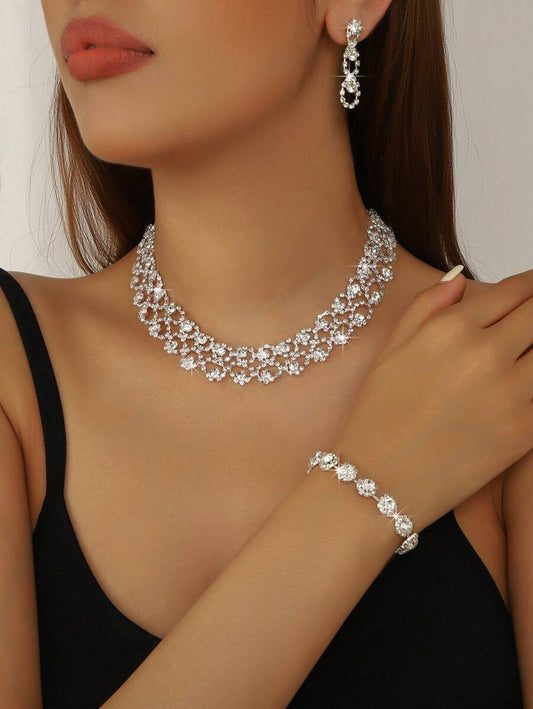 SHEIN طقم مجوهرات مرصع بالراين