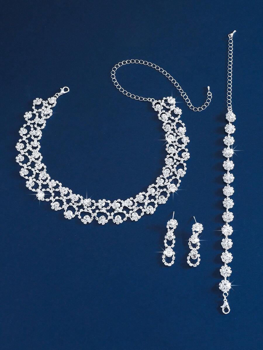 SHEIN طقم مجوهرات مرصع بالراين