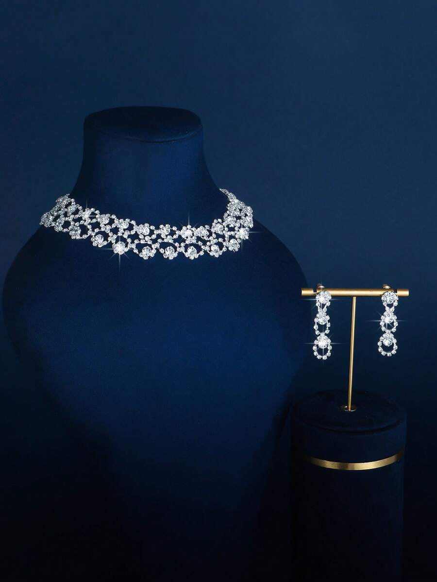 SHEIN طقم مجوهرات مرصع بالراين