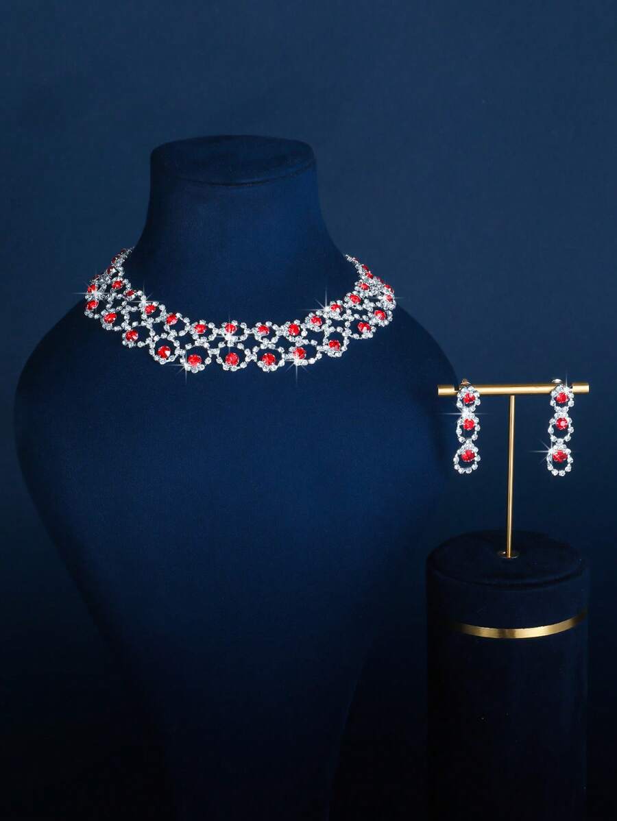 SHEIN طقم مجوهرات مرصع بالراين