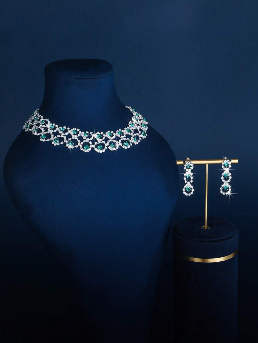 SHEIN طقم مجوهرات مرصع بالراين