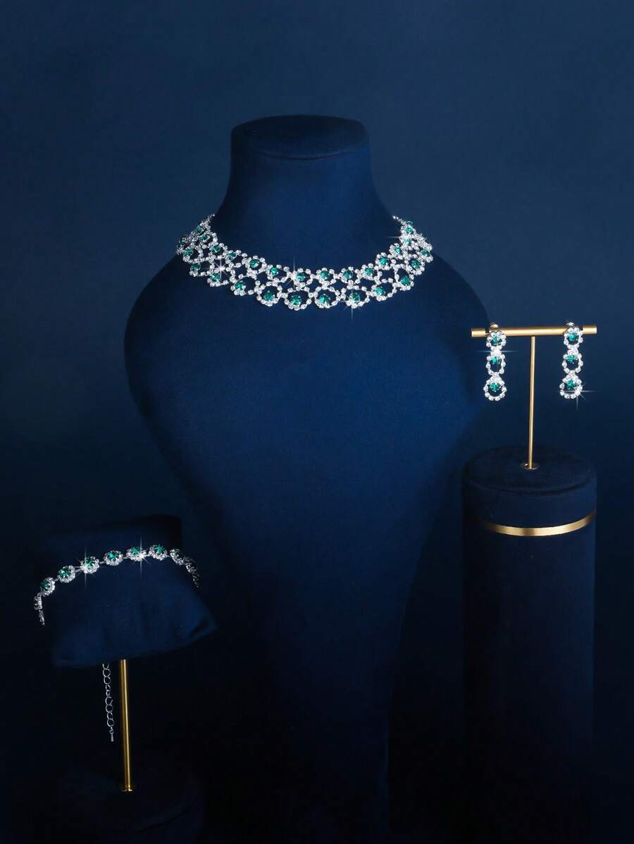 SHEIN طقم مجوهرات مرصع بالراين