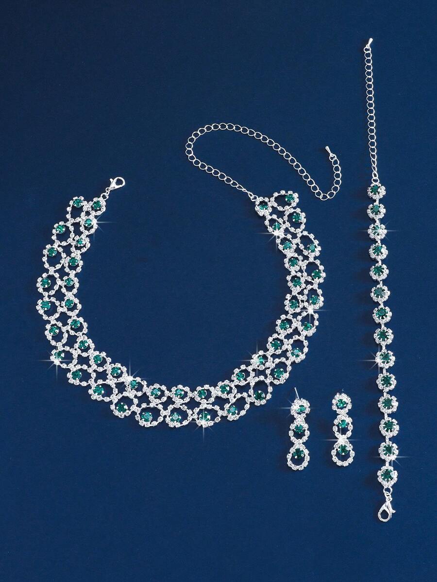 SHEIN طقم مجوهرات مرصع بالراين