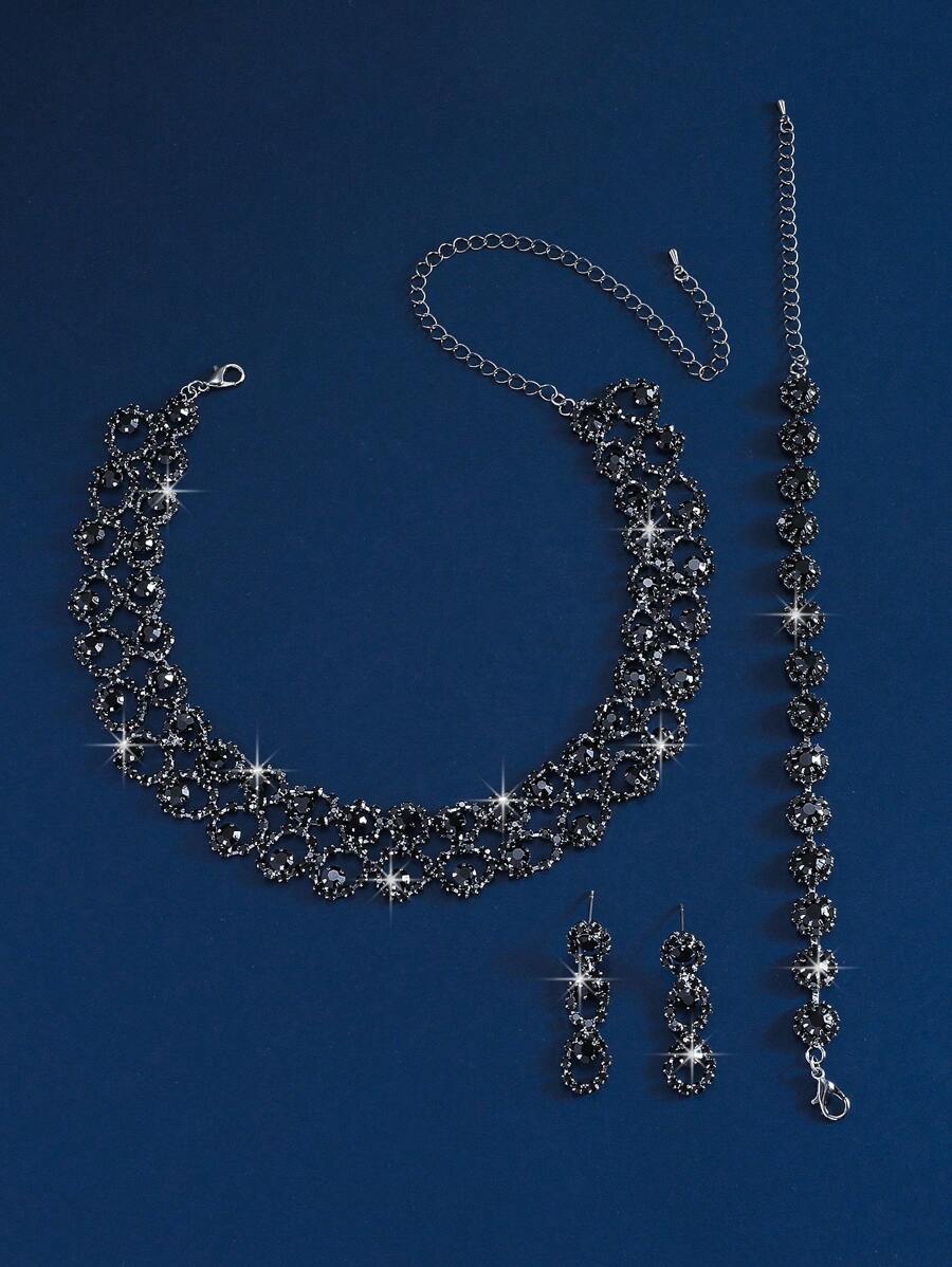 SHEIN طقم مجوهرات مرصع بالراين