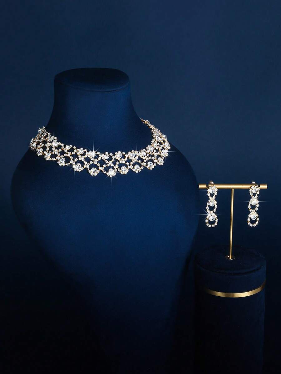 SHEIN طقم مجوهرات مرصع بالراين