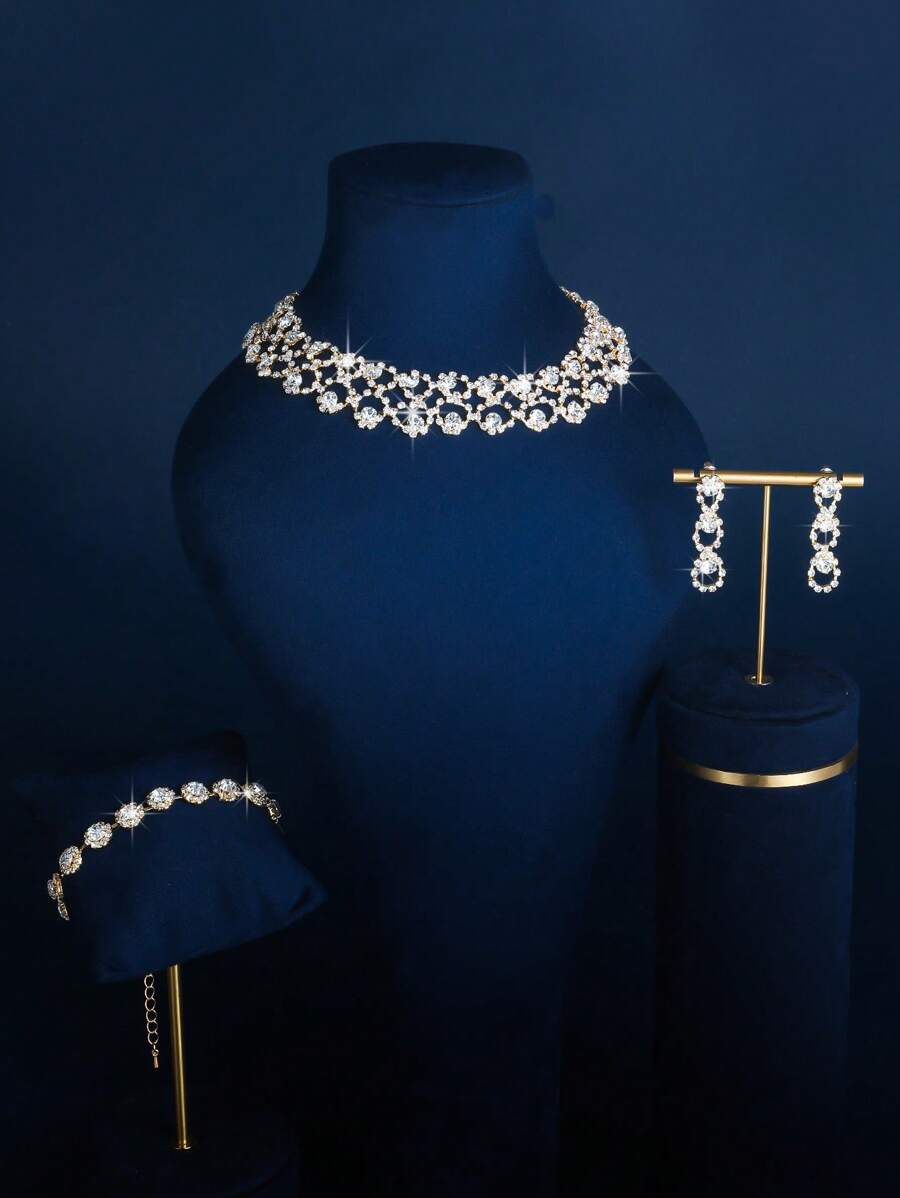 SHEIN طقم مجوهرات مرصع بالراين