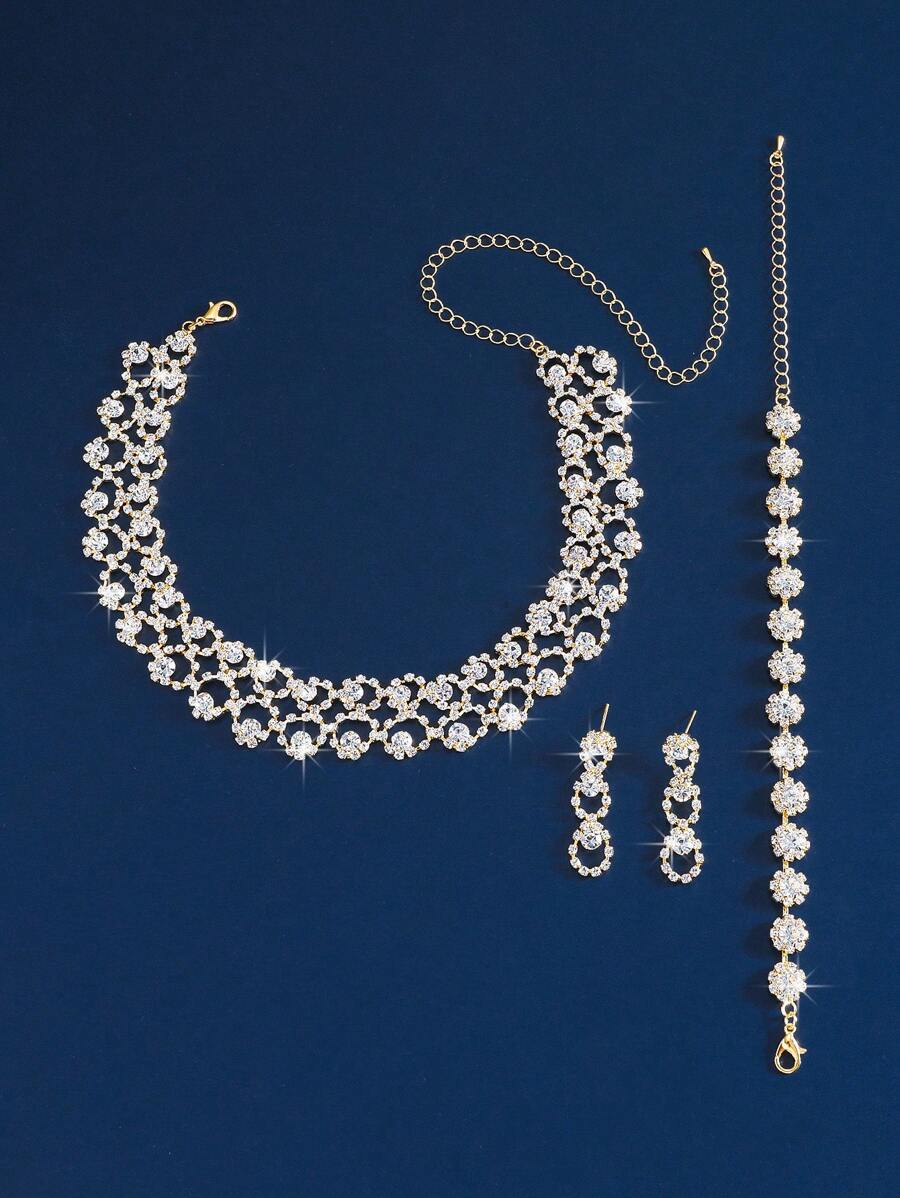 SHEIN طقم مجوهرات مرصع بالراين