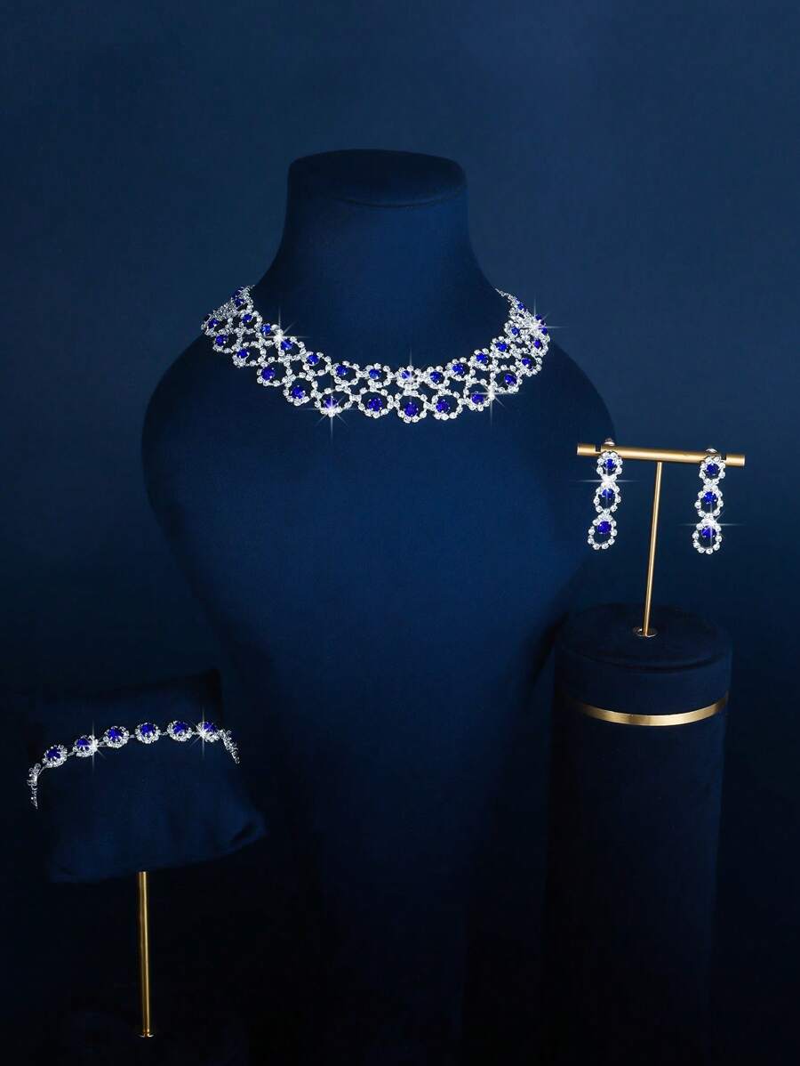 SHEIN طقم مجوهرات مرصع بالراين