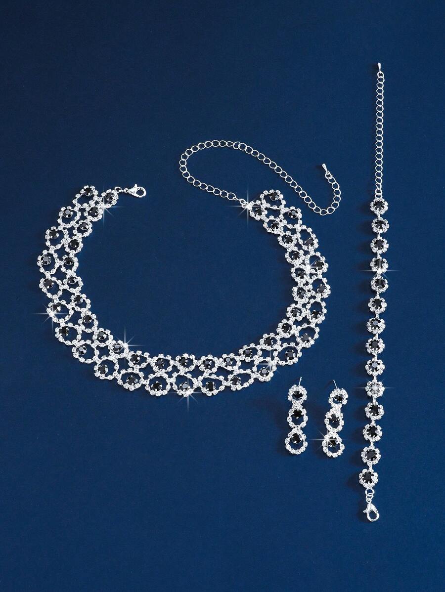 SHEIN طقم مجوهرات مرصع بالراين