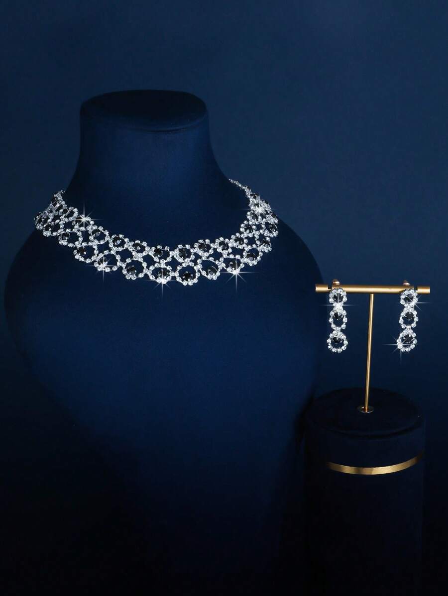 SHEIN طقم مجوهرات مرصع بالراين