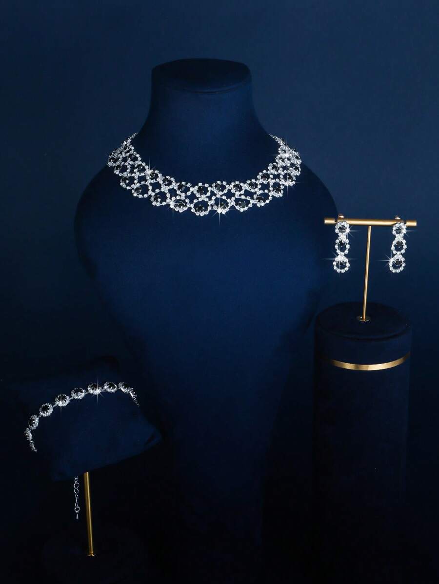 SHEIN طقم مجوهرات مرصع بالراين