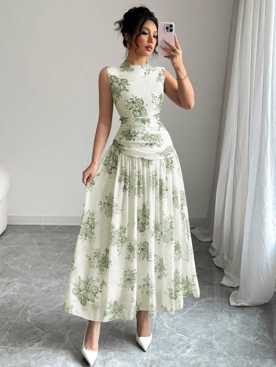 SHEIN Modelyn فستان أخضر مريح وأنيق