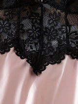 SHEIN SilkySpell طقم قميص نوم قطعتين من الساتان والدانتيل