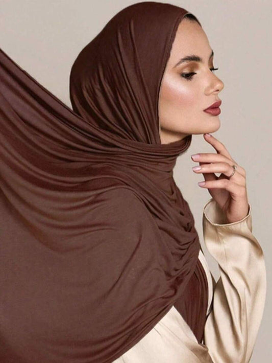 SHEIN حجاب نسائي ناعم بلون بني
