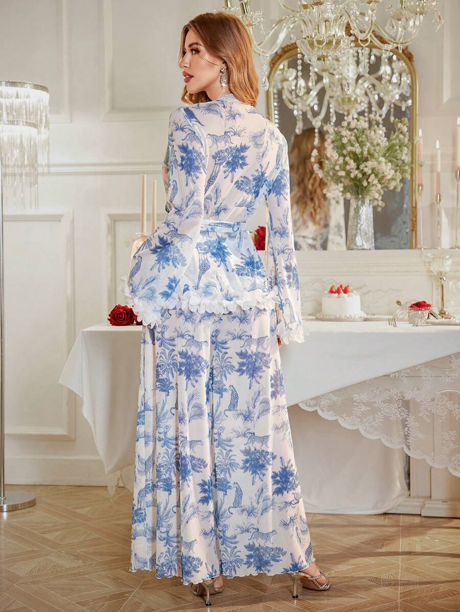 SHEIN Slumberist طقم بيجامة  بطبعات نباتية وزهور