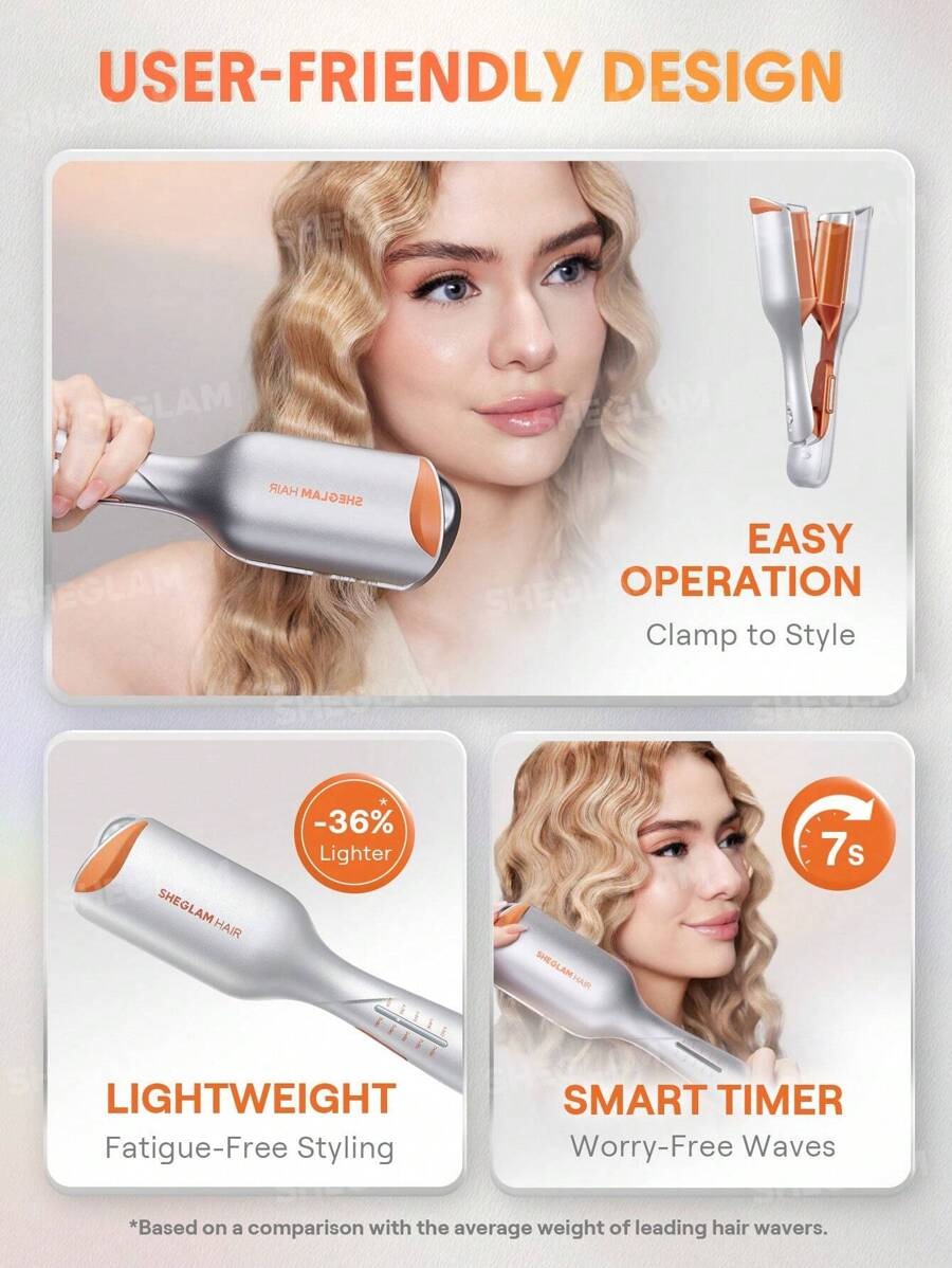 SHEGLAM Hair أداة تجعيد الشعر بتمويج سريع وأيونات للحماية