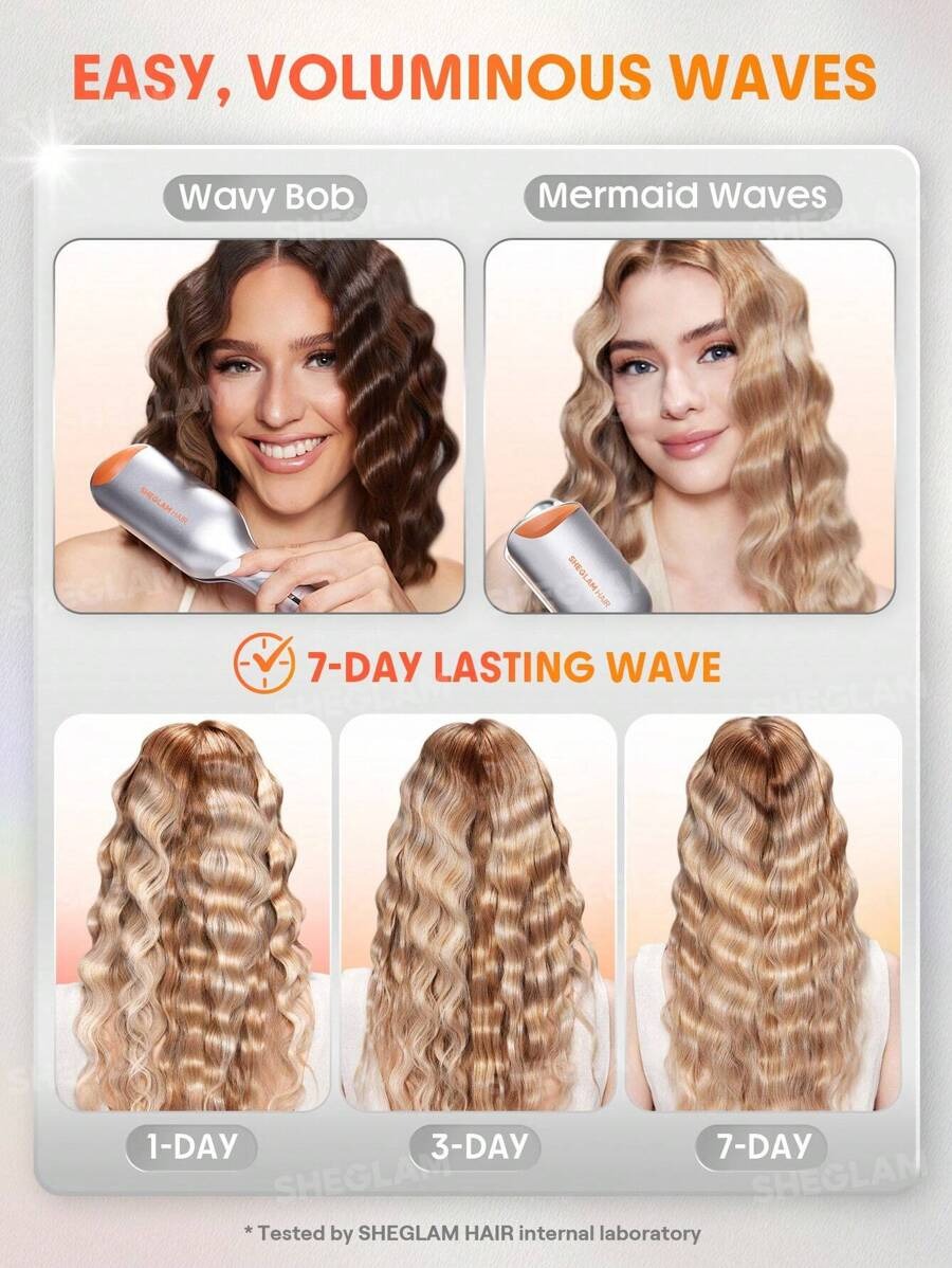 SHEGLAM Hair أداة تجعيد الشعر بتمويج سريع وأيونات للحماية