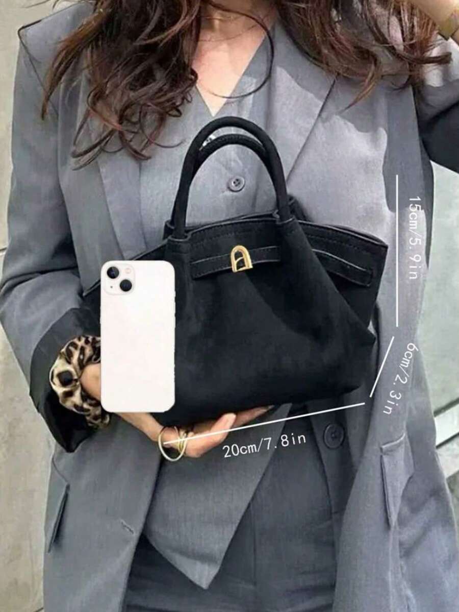 SHEIN Dedoo حقيبة دلو من الجلد المدبوغ بتصميم إبزيم ستايل أوروبي