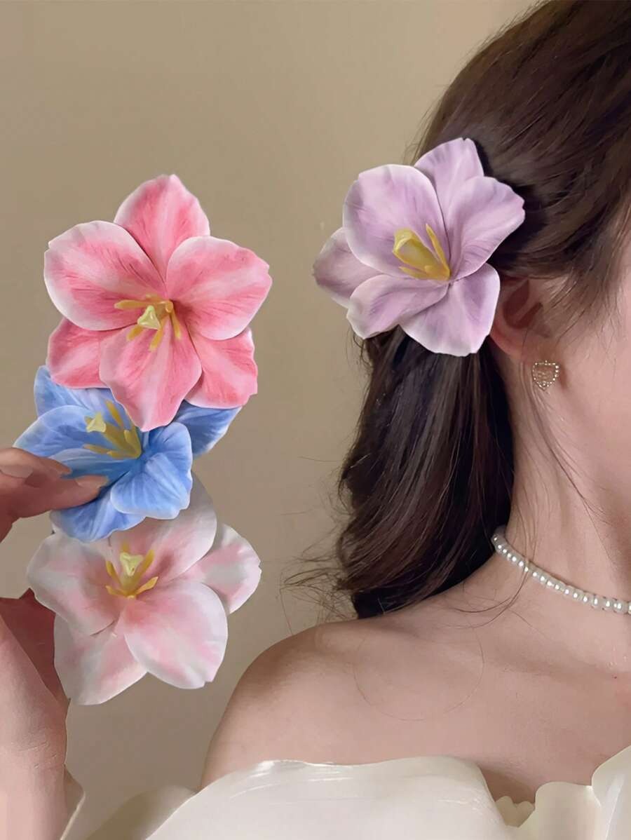 SHEIN أغطية شعر زهور استوائية 4 قطع