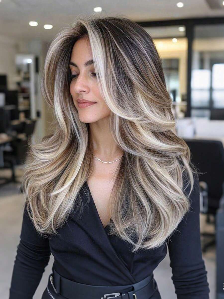 SHEIN باروكة شعر طويل 24 بوصة مموج مقاومة للحرارة