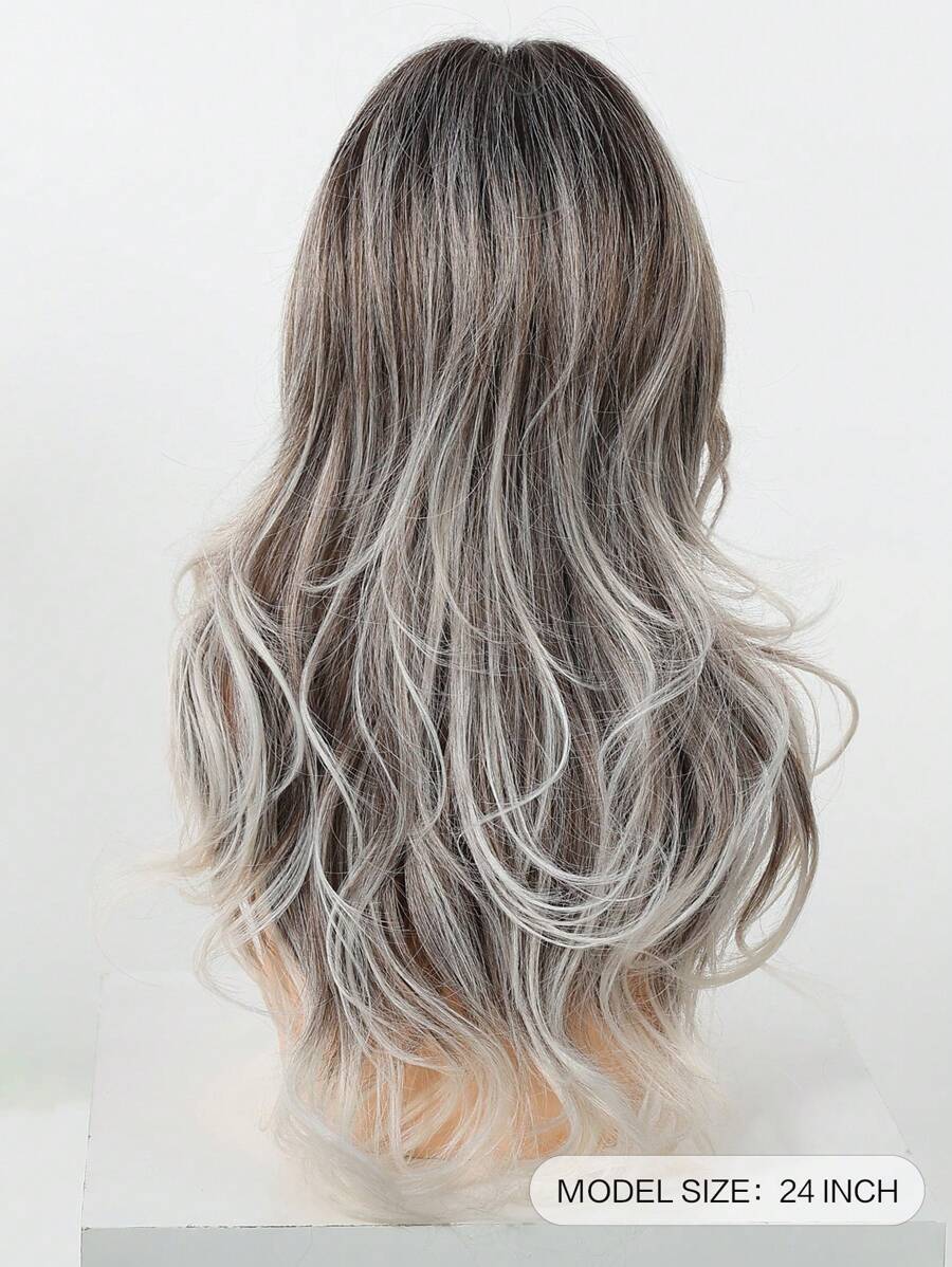 SHEIN باروكة شعر طويل 24 بوصة مموج مقاومة للحرارة