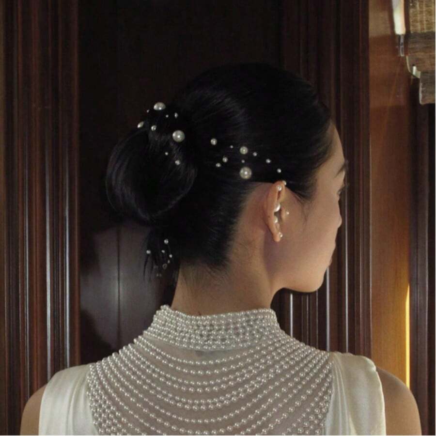 SHEIN ملصقات لؤلؤية ثلاثية الأبعاد ذاتية اللصق لتزيين الشعر عبوة من 3 قطع